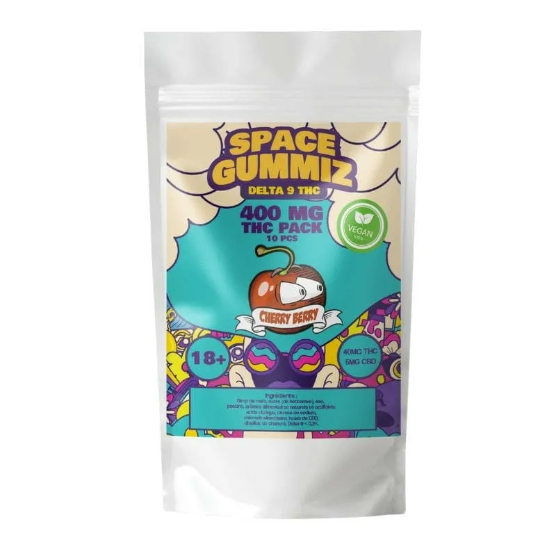 🍬 10 Gummies THC 40mg / CBD 5mg Cherry Space Gummiz