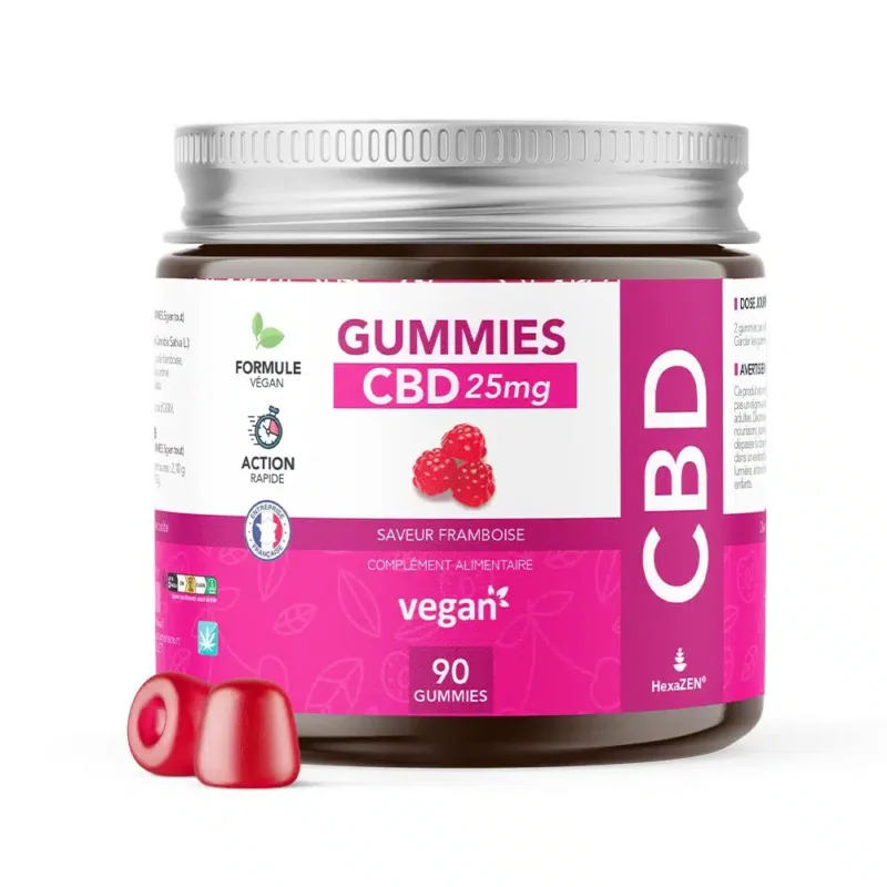 🍬 90 Gummies CBD 25mg - Framboise - EXA3